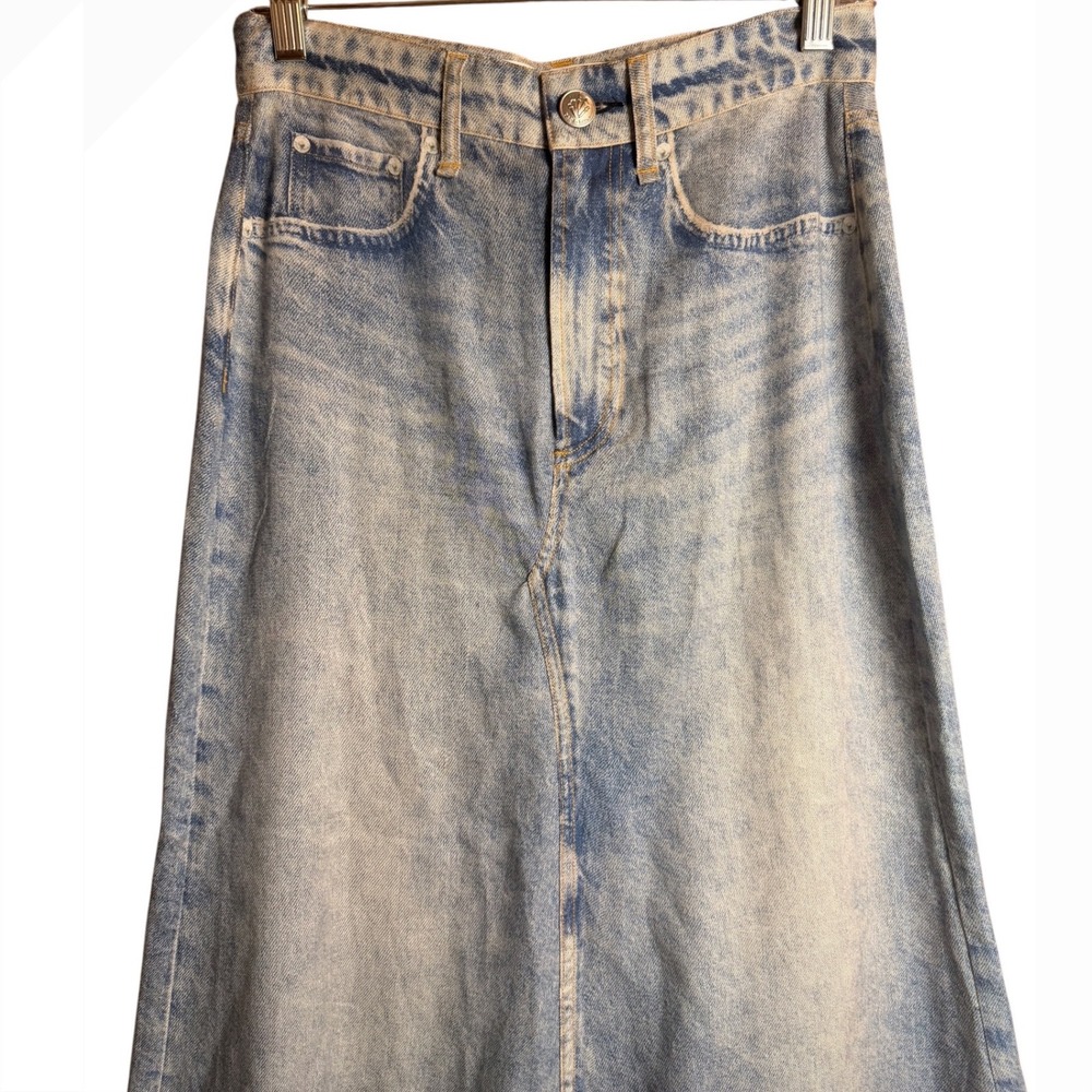 Rag & Bone Miramar Tulip Maxi Skirt Size 24 Faux Denim Tencel - Picture 7 of 16